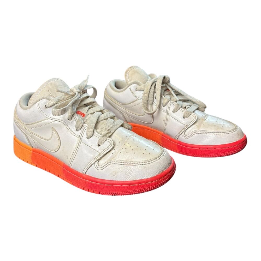 Nike Air Jordan 1 Low OG "Sunset Sole" 554723-100 Size 4Y White/Red/Orange